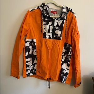 Supreme Black/White/Orange 1/2 Zip Pullover Windbreaker SS14